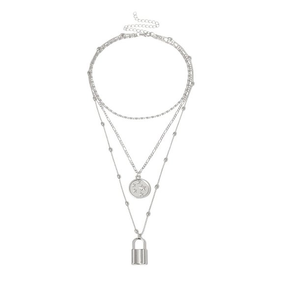 💕LAST ONE Lock Star Coin layered Necklace - Picture 4 of 10